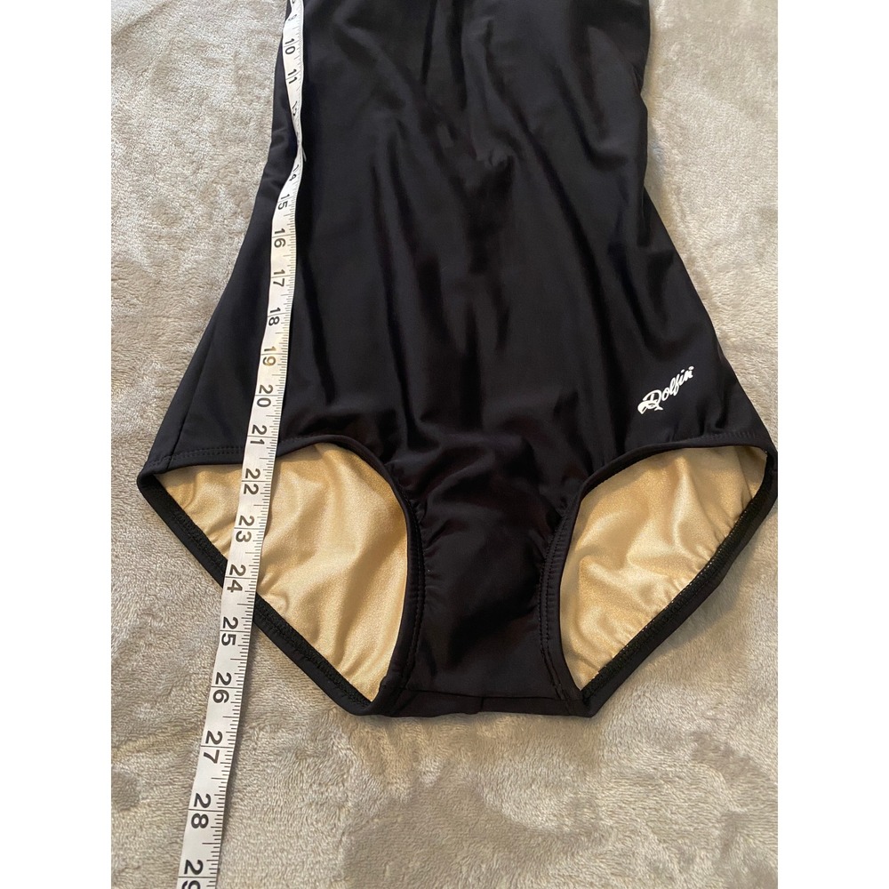 Dolfin Swimsuit Women 34/8L Black Aqua Shape Lap Suit Racerback One Piece New - Picture 9 of 10